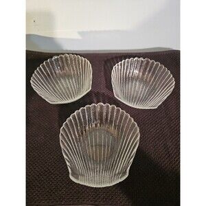 3 Vintage Anchor Hocking Scallop Shell Shape Serving Clam Dish Bowl Trinkets